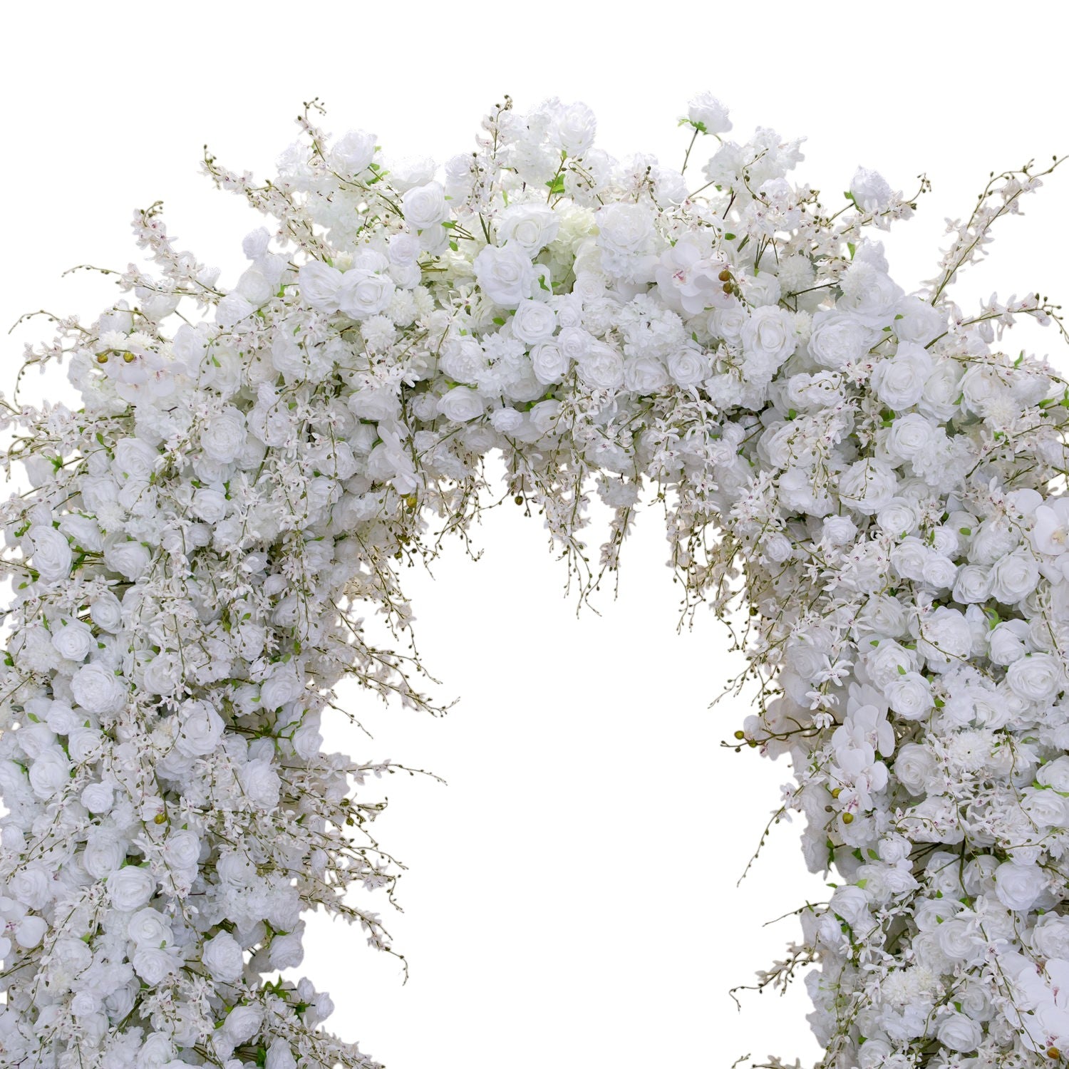RoseyTime White Roses Flower Arch n-shape Round Arch #RTA408