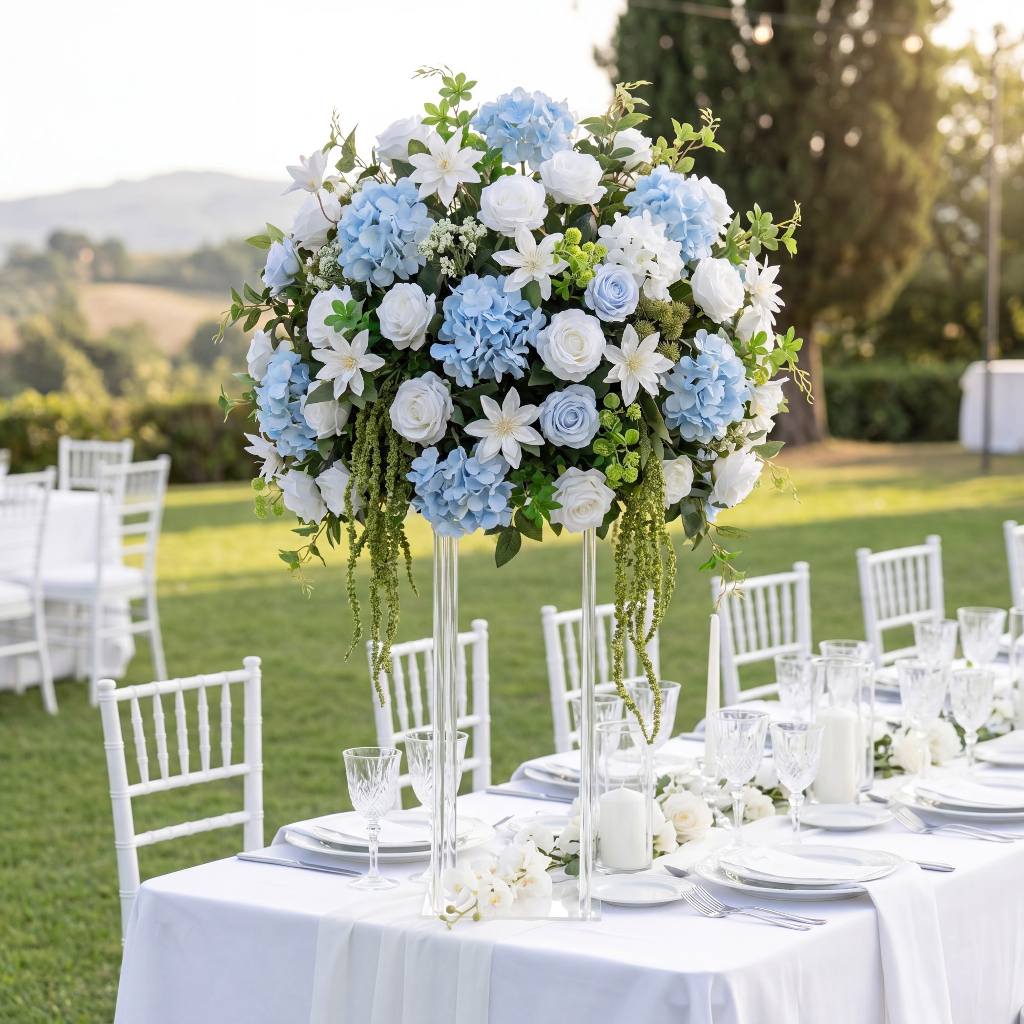 Roseytime White&Blue Flower Ball Centerpieces #RTB119
