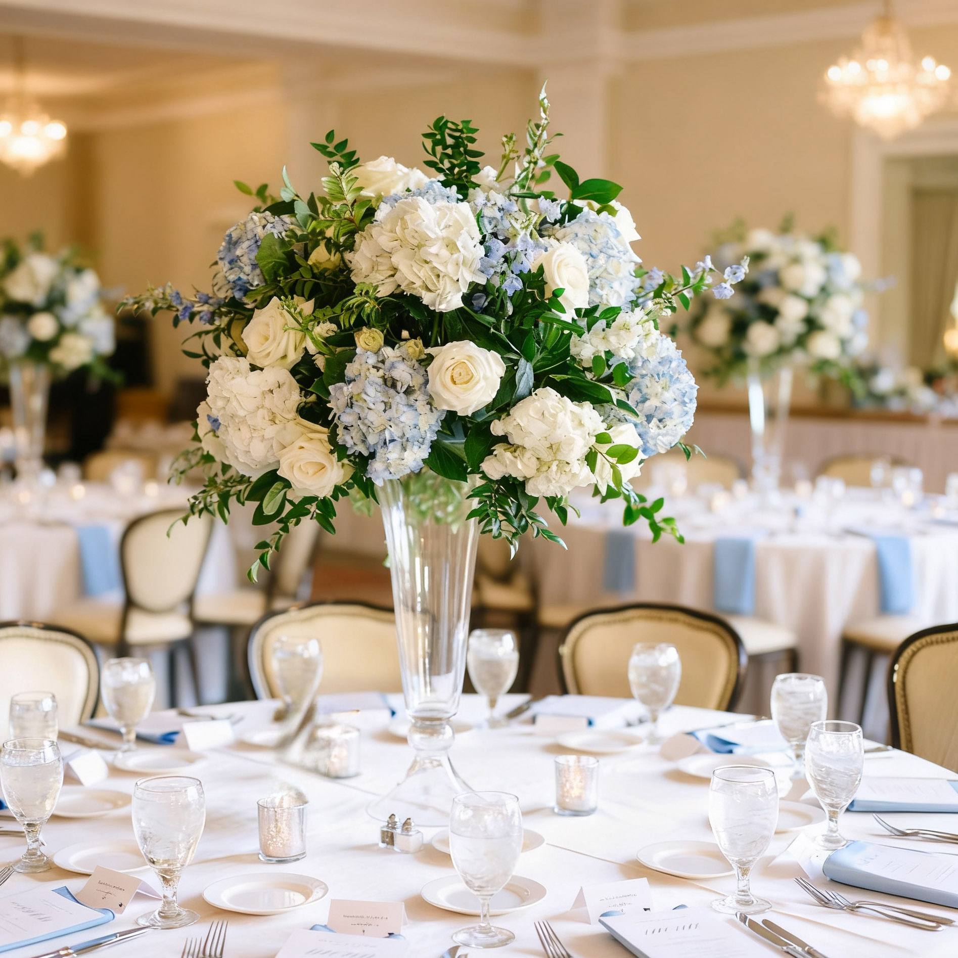 Roseytime White&Blue Hydrangea Flower Ball #RTB100