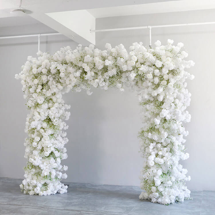 Roseytime White Baby's Breath Square Flower Arch Fabric Back#RTA056