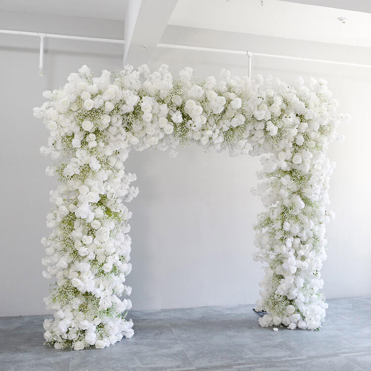 Roseytime White Baby's Breath Square Flower Arch Fabric Back#RTA056