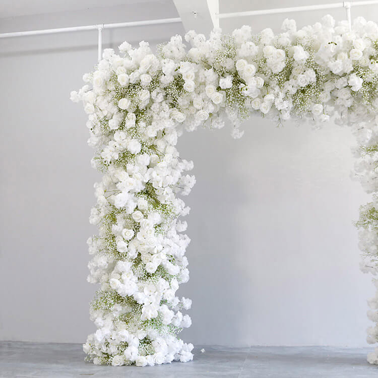 Roseytime White Baby's Breath Square Flower Arch Fabric Back#RTA056