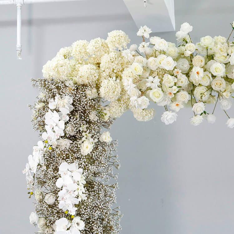 Roseytime White Baby's Breath Square Flower Arch Fabric Back Roll Up #RTA047