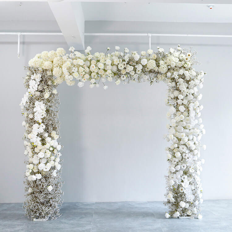 Roseytime White Baby's Breath Square Flower Arch Fabric Back Roll Up #RTA047