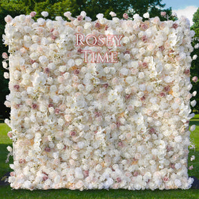 Roseytime 3D Champagne Flower Wall Roll Up Fabric Back #RTW151