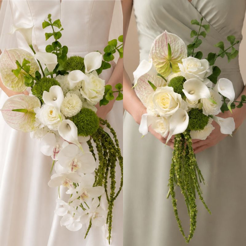 Roseytime White&Green Bride/Bridesmaid Bouquet Flowers #RTBQ052
