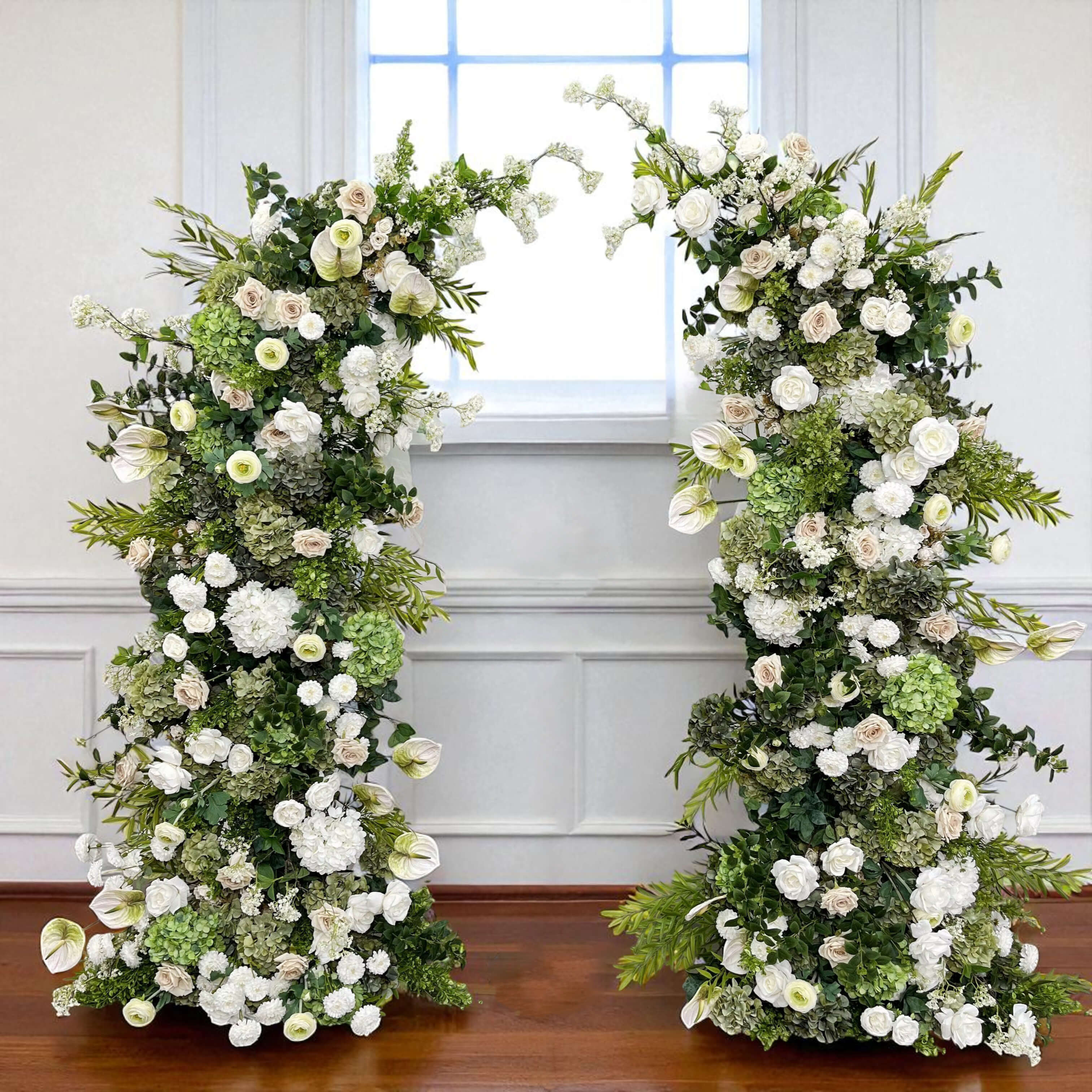 G1-SALE: White&Green Flower Pillars Arch with Frame #RTP085
