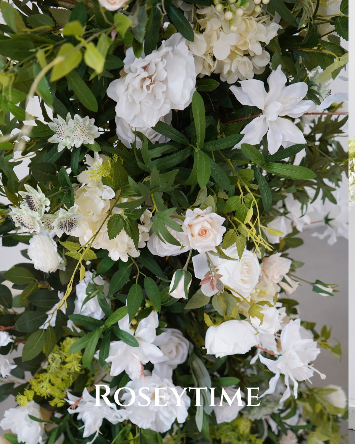 Roseytime White&Green Flower Pillars Arch with Frame #RTP168