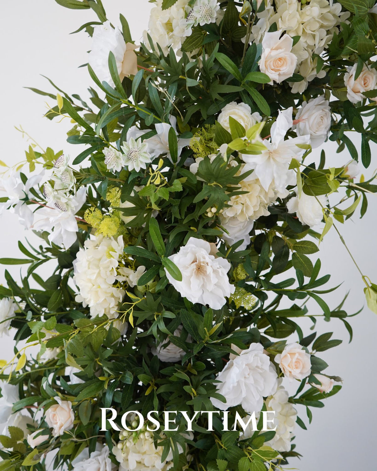 Roseytime White&Green Flower Pillars Arch with Frame #RTP168