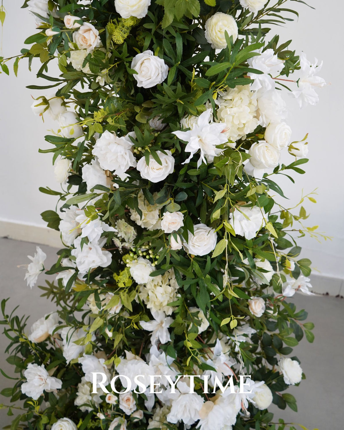 Roseytime White&Green Flower Pillars Arch with Frame #RTP168