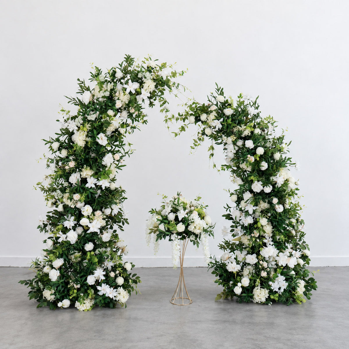 Roseytime White&Green Flower Pillars Arch with Frame #RTP168