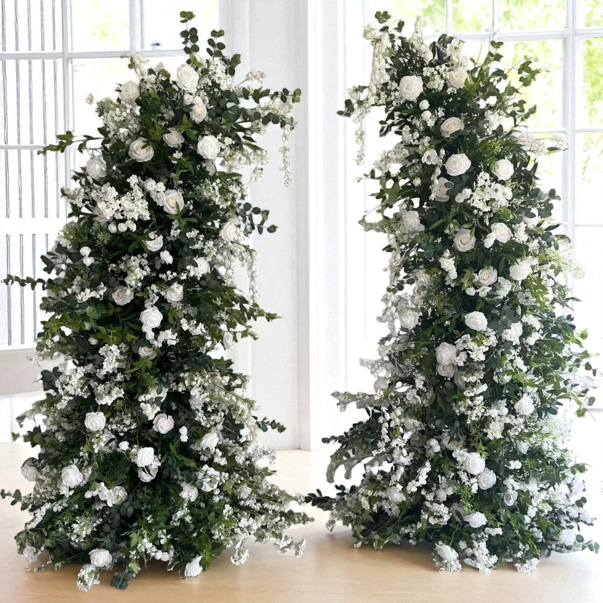 B1G1 sale- White&Green Flower Pillars Arch with Frame #RTP105