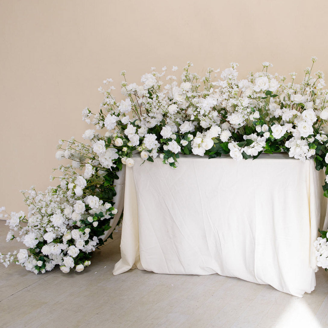 Roseytime White Flower Runner Table Flower Decor#RTR095