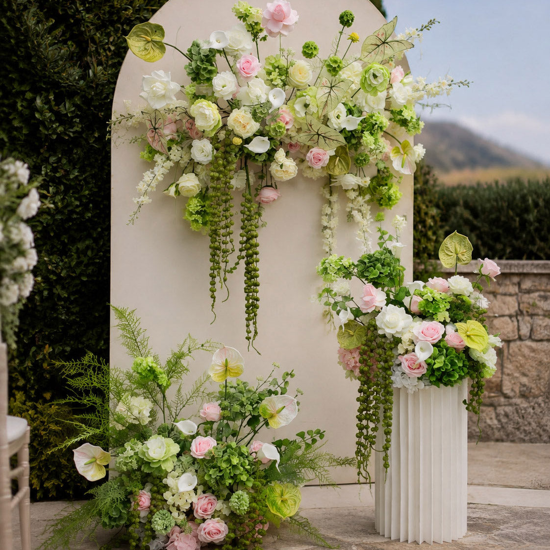 Roseytime White Garden Floral Set #RTS028