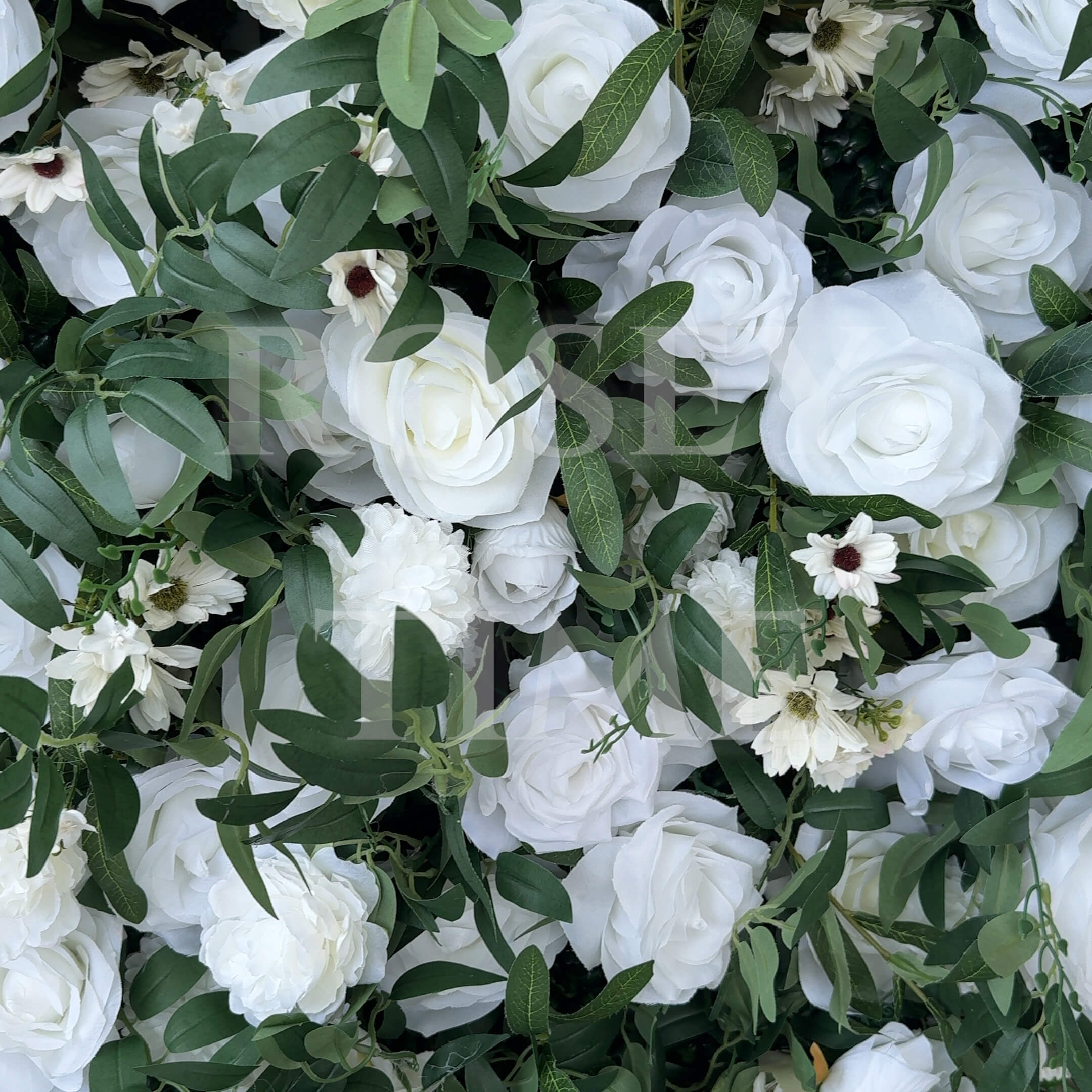 Roseytime 5D White&Green Flower Wall Fabric Back Roll Up #RTW041