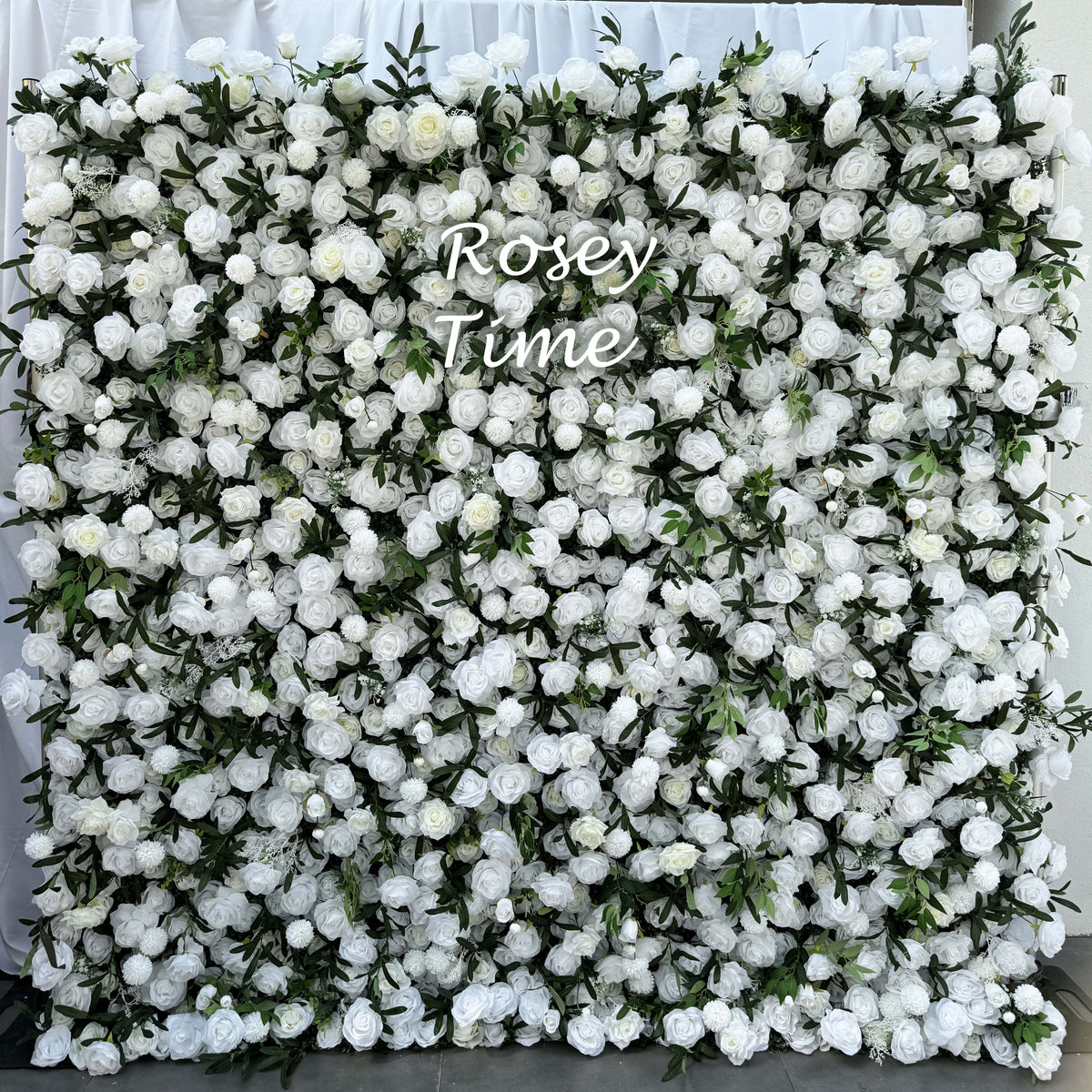 Roseytime 5D White&Green Flower Wall Roll Up  Fabric Back#RTW253