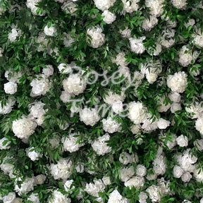 Roseytime White&Green Flower Wall Roll Up Fabric Back #RTW197