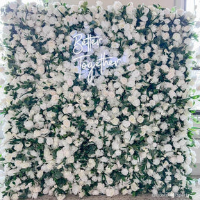 💥BF Sale 5D White&Green Flower Wall Roll Up Fabric Back #RTW075