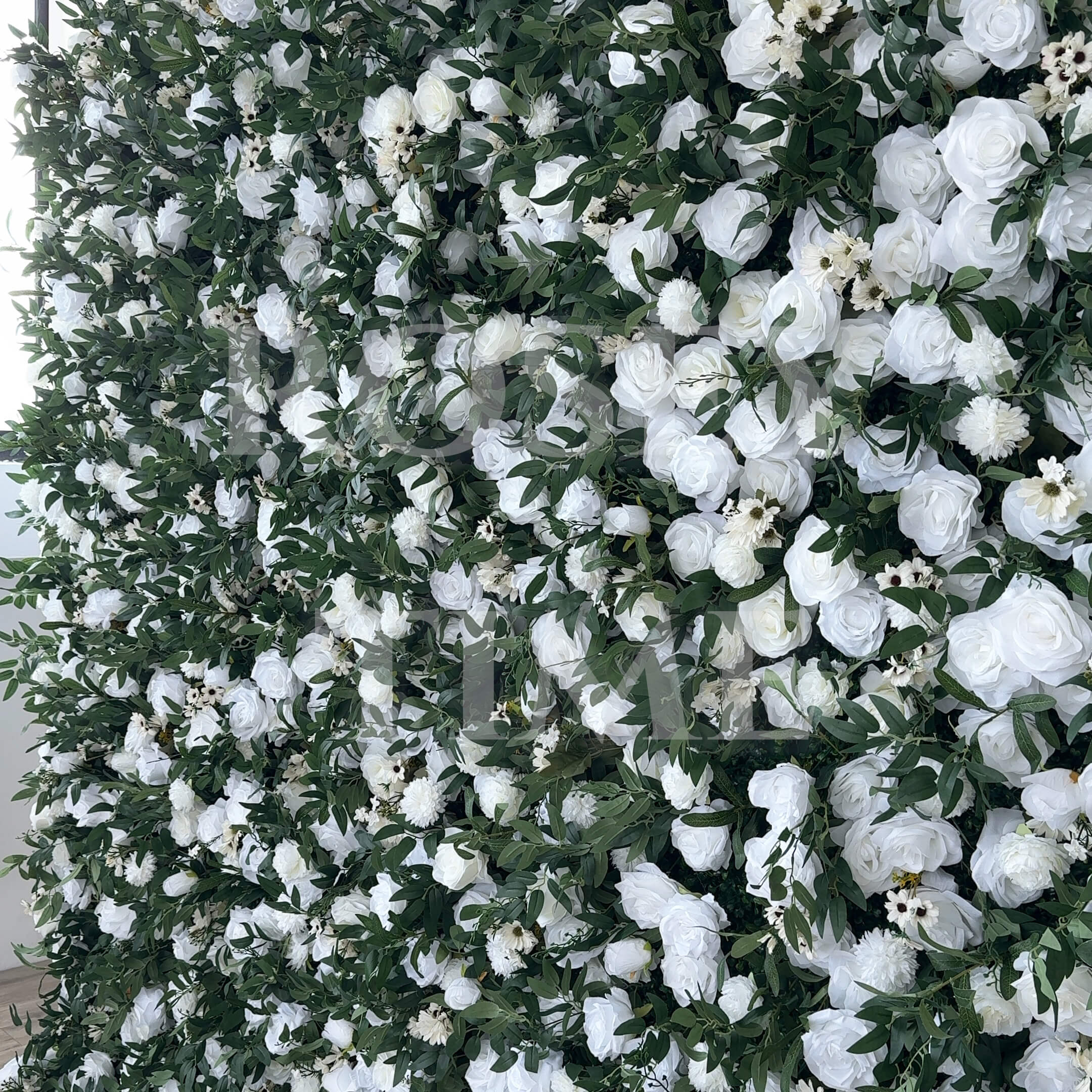 Roseytime 5D White&Green Flower Wall Fabric Back Roll Up #RTW041