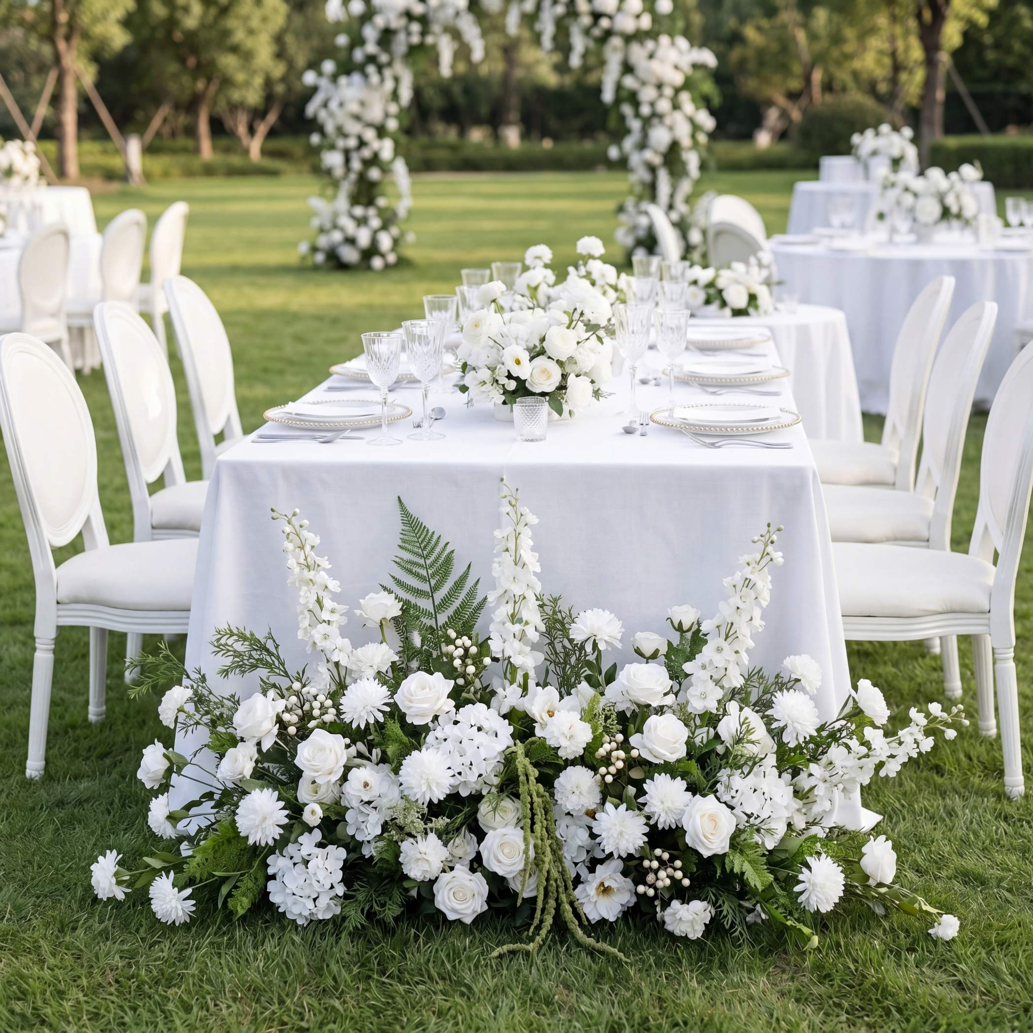 Roseytime White&Green Floor Flower Wedding Aisle Arrangement #RTF017