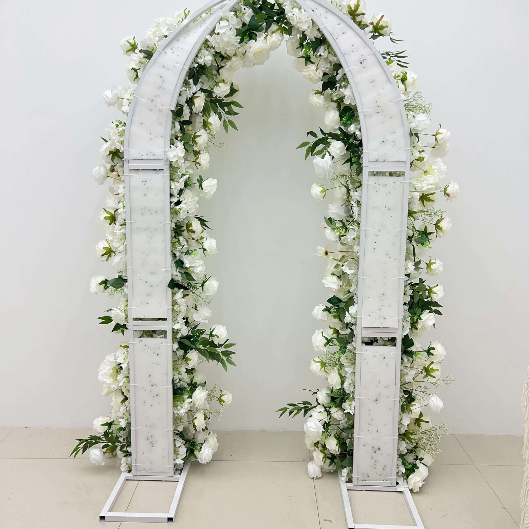 Roseytime Floral Pillars Arch White Baby's Breath Flowers with Frame #RTP031