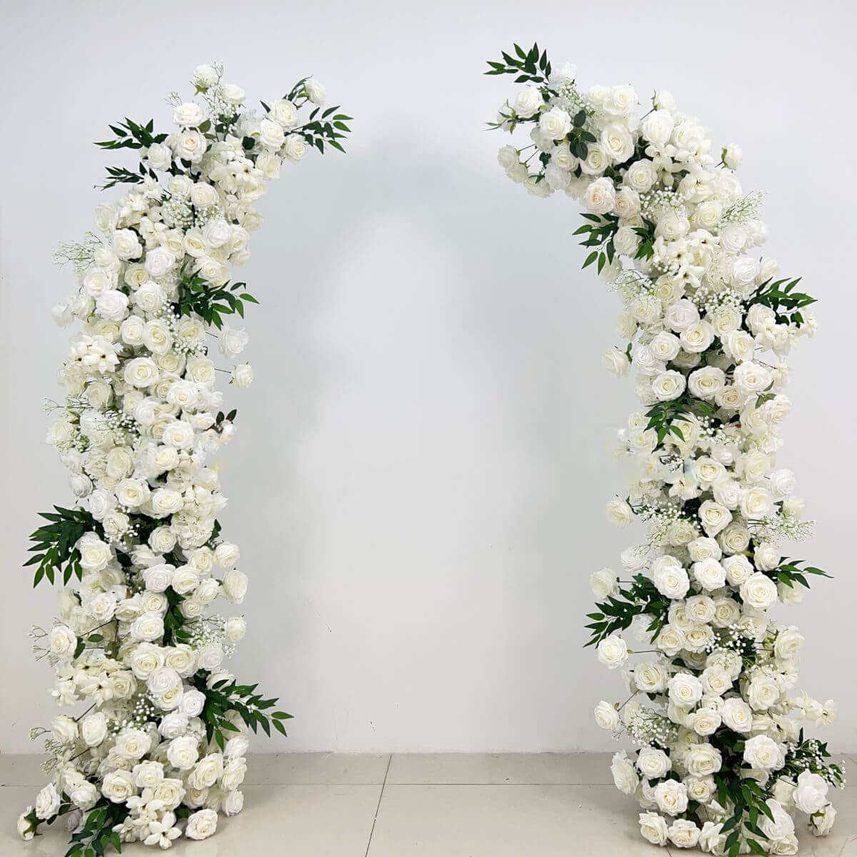 Roseytime Floral Pillars Arch White Baby's Breath Flowers with Frame #RTP031