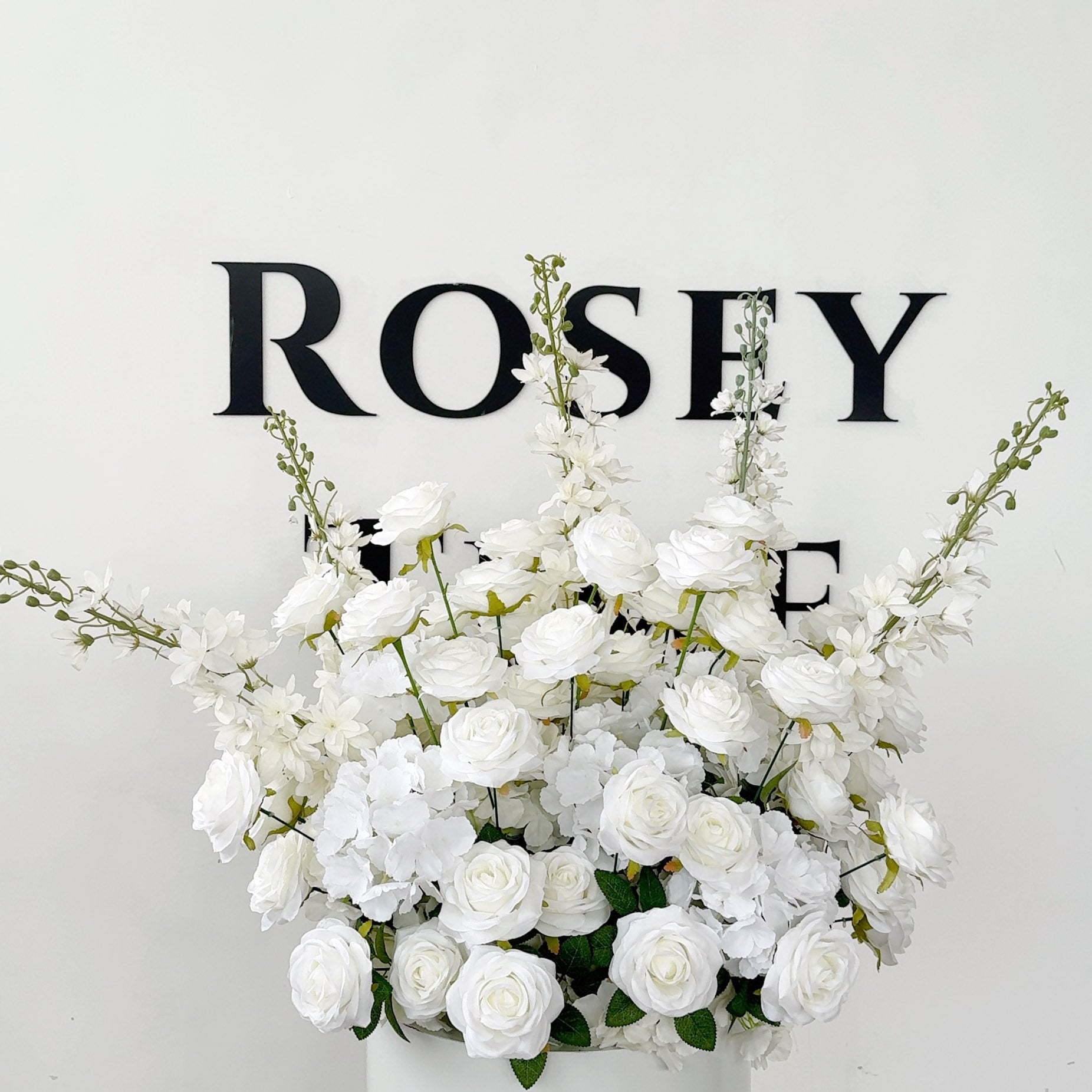 Roseytime White Rose Floor Flower Wedding Aisle Arrangement #RTF018