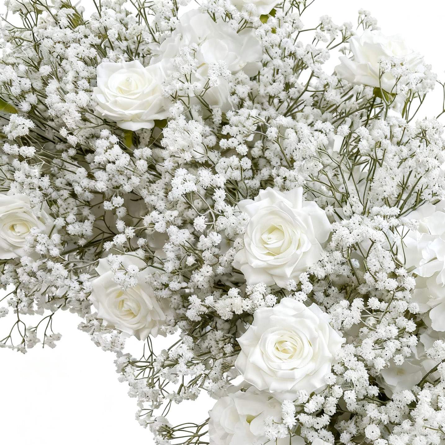 RoseyTime White Roses & Baby's Breath Heart Flower Arches Set With Frame