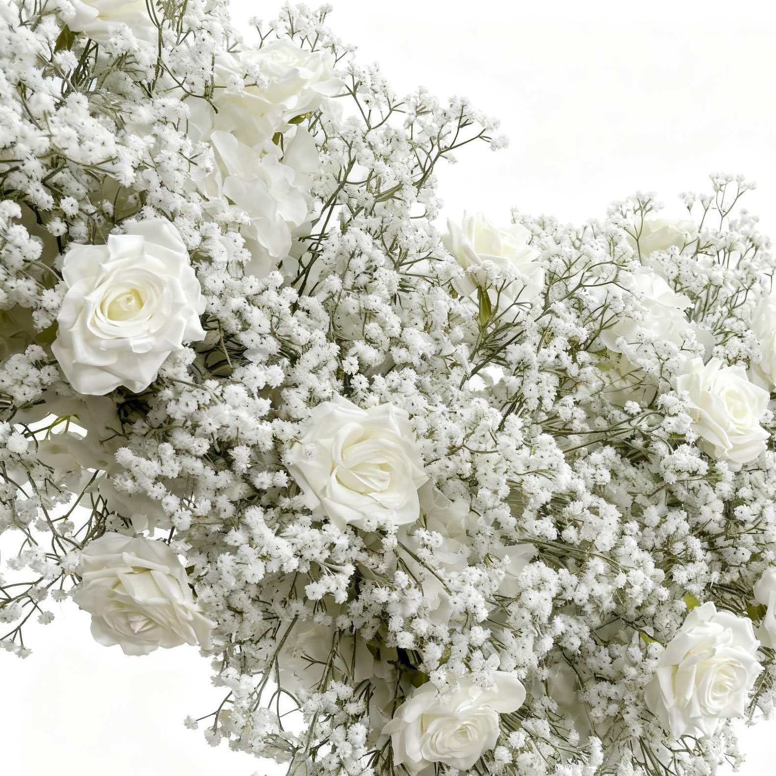 RoseyTime White Roses & Baby's Breath Heart Flower Arches Set With Frame