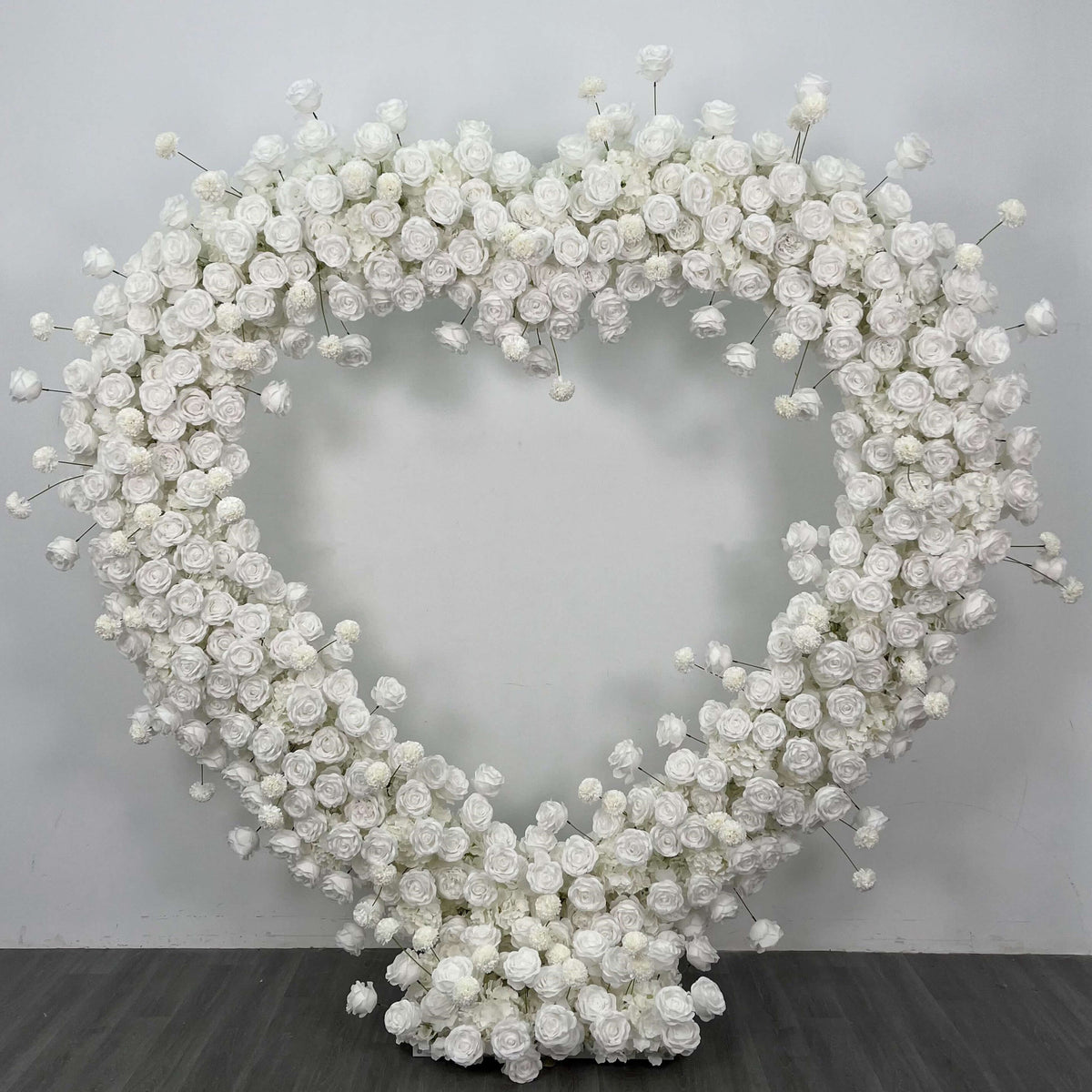 RoseyTime White Rose Heart Flower Arches Set With Frame