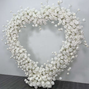 RoseyTime White Rose Heart Flower Arches Set With Frame