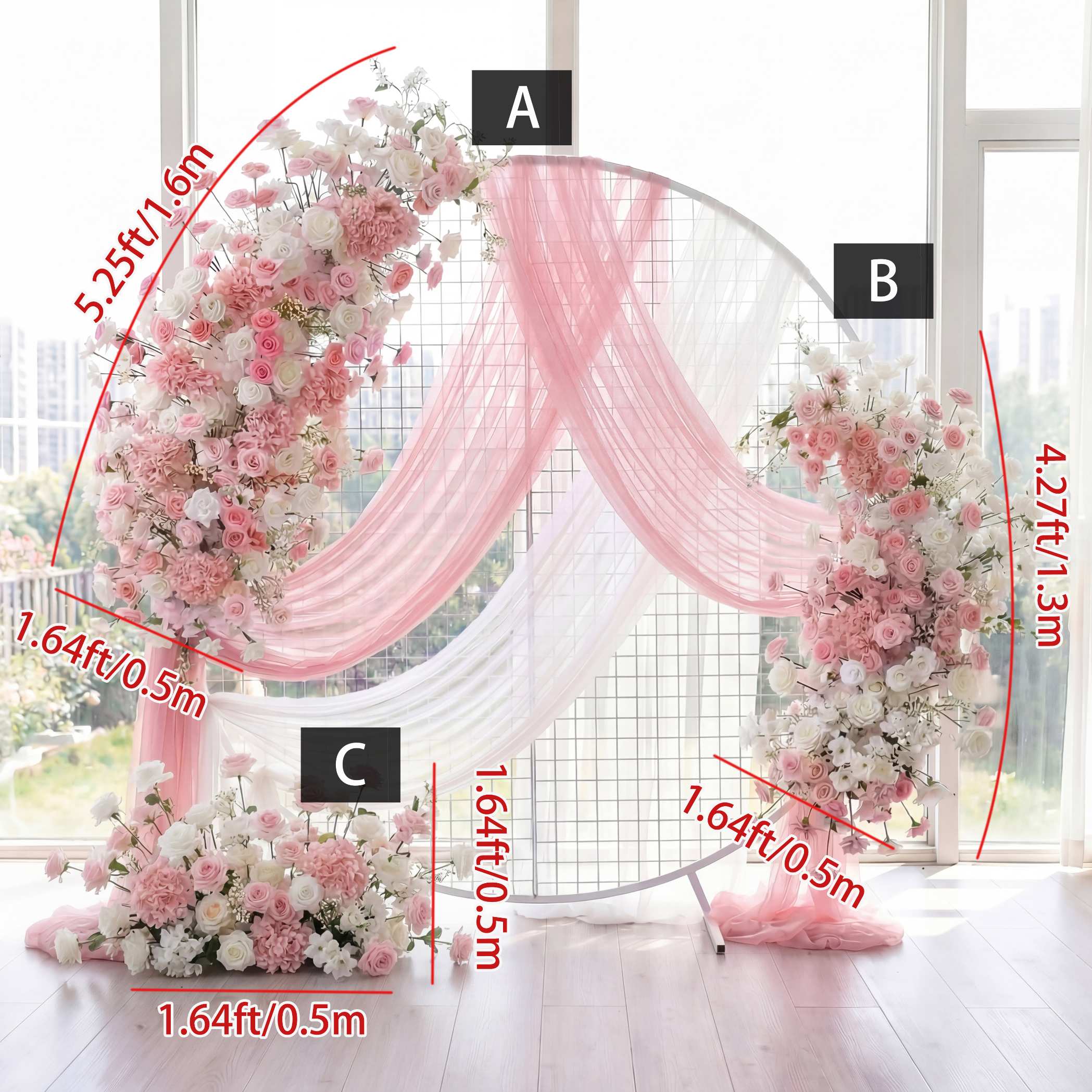Roseytime Pink&White Flower Set Flower Arch Arrangement #RTA447