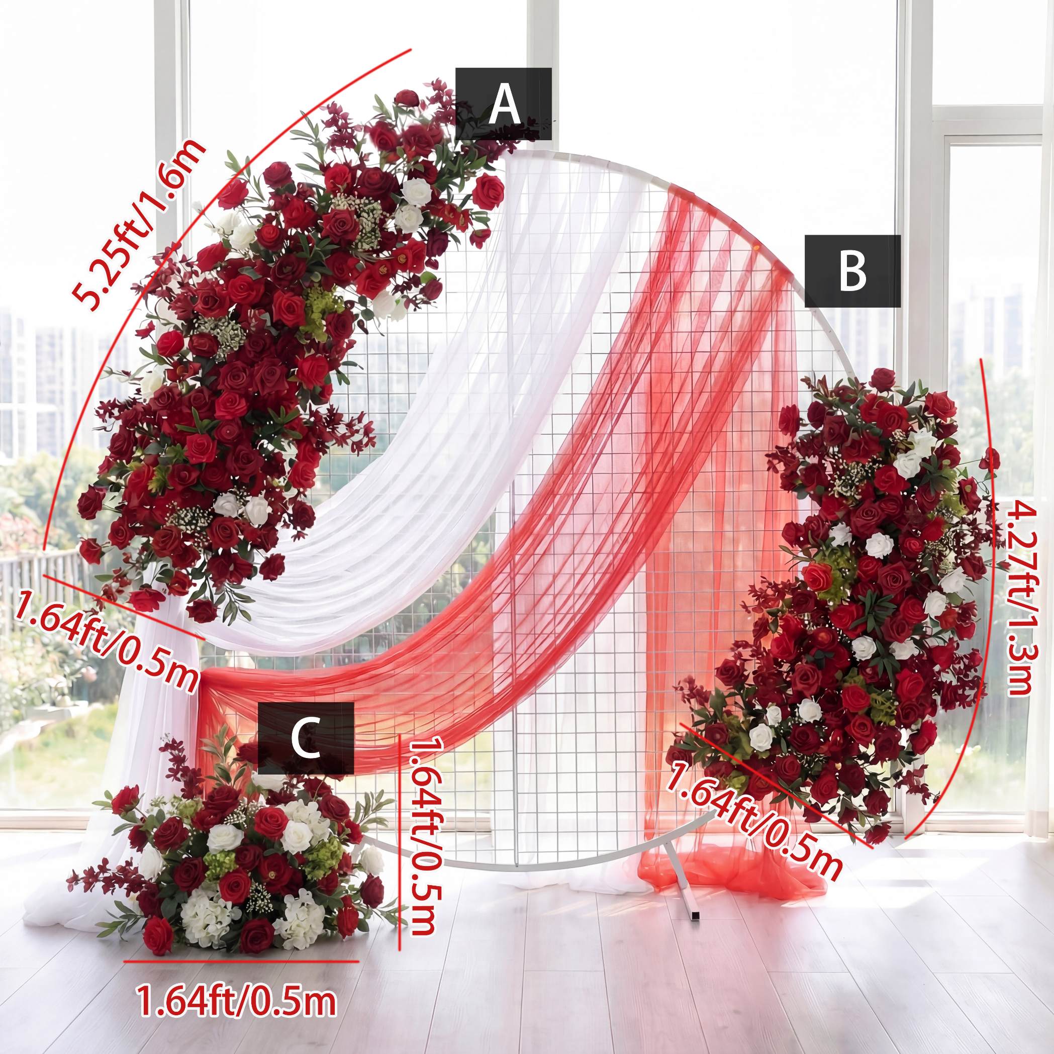 Roseytime Red Flower Set Flower Arch Arrangement #RTA449