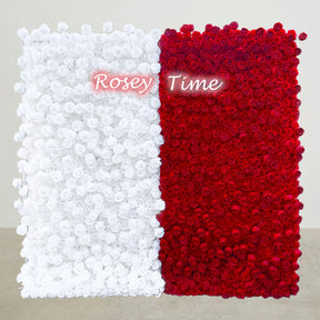 Roseytime 3D White&Red Flower Wall Roll Up Fabric Back #RTW094