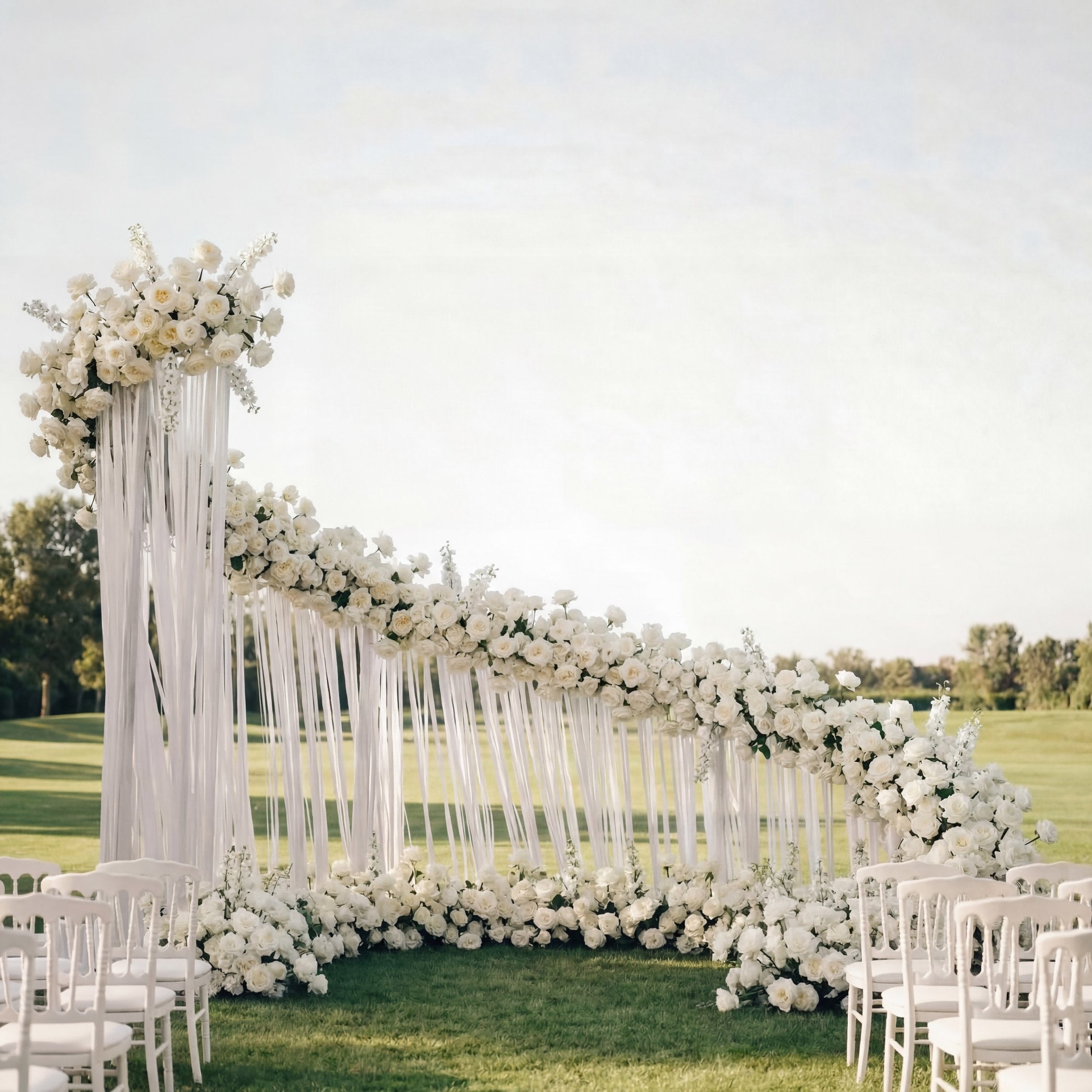 Roseytime White Roses S-Curve Flower Arch Arrangement #RTA465