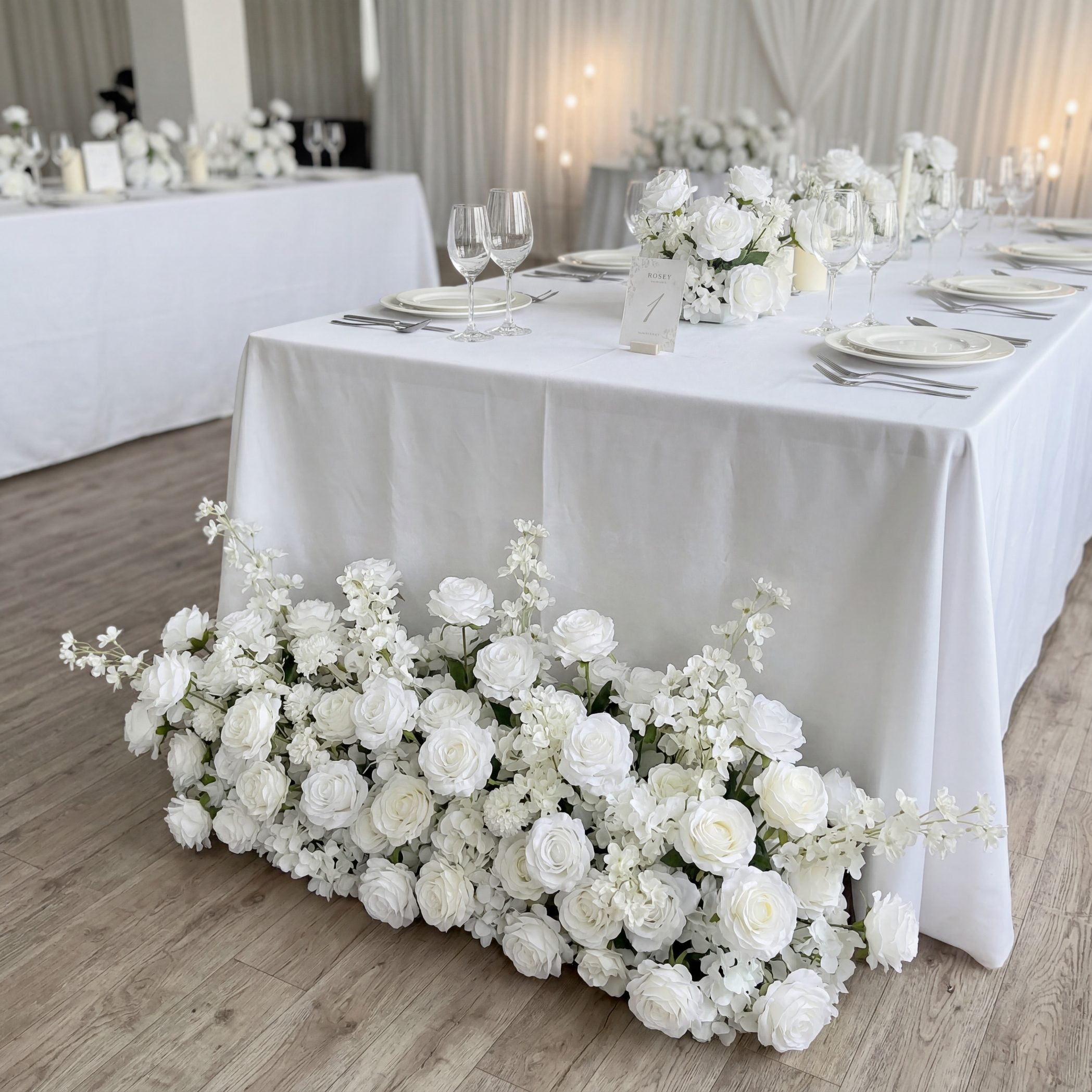 Roseytime White Rose Floor Flower Wedding Aisle Arrangement #RTF021