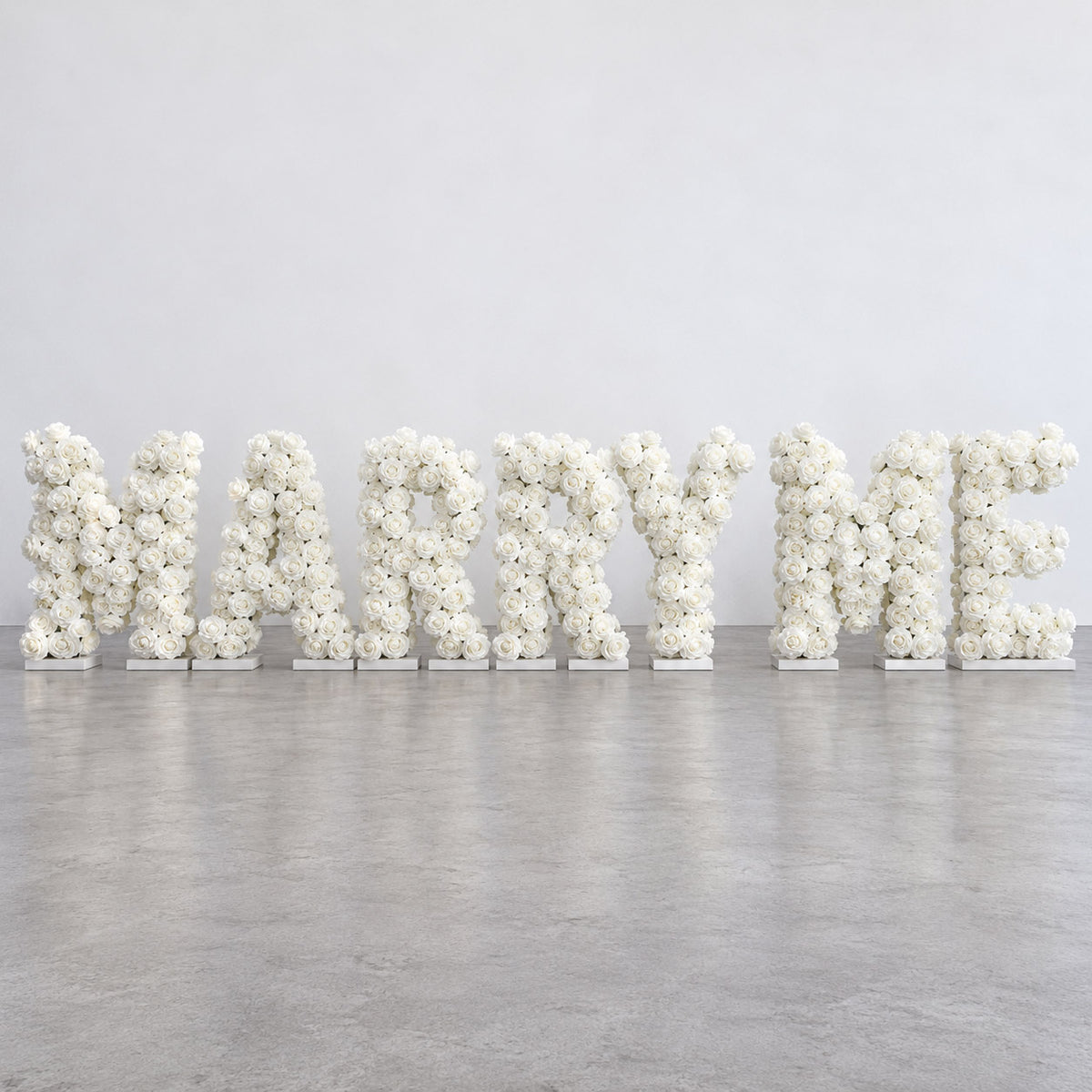 RoseyTime White Rose MARRY ME Letters for Wedding, Proposal & Event Decor