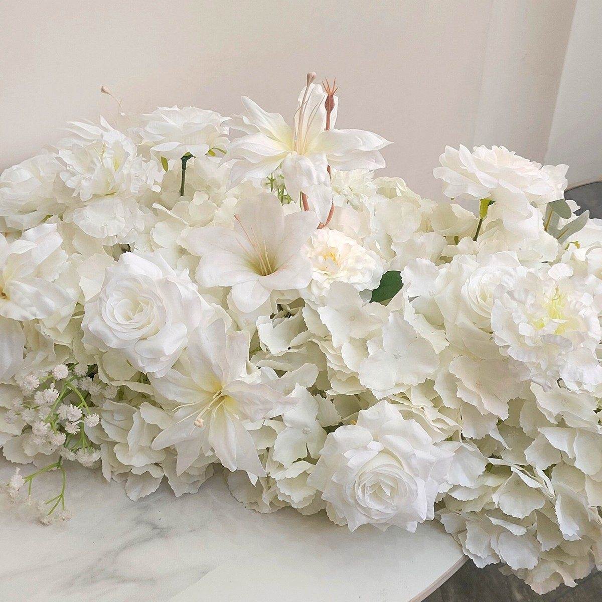Roseytime White Flower Runner Table Flower Decor#RTR093