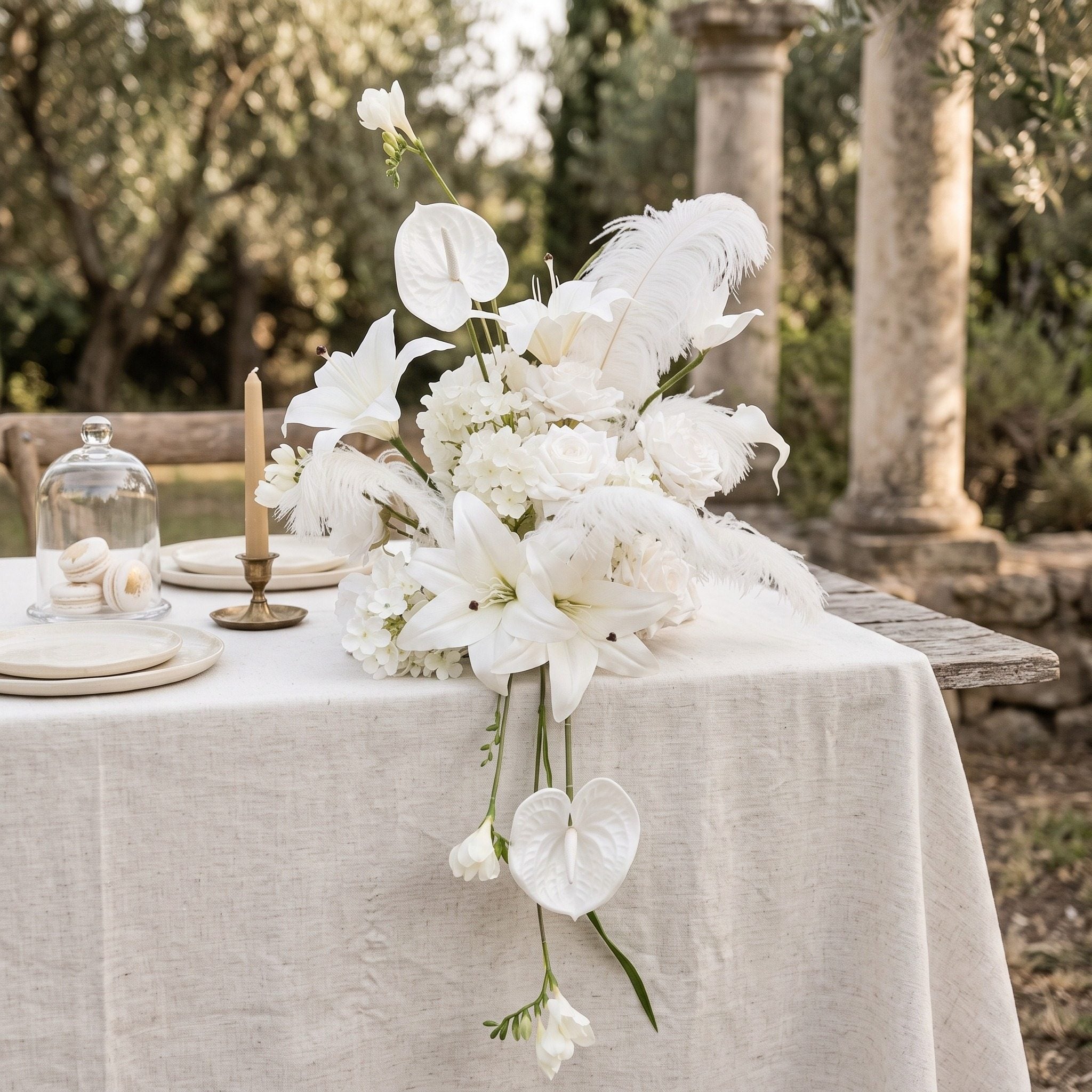 Roseytime White Table Flower Arrangement #RTT042