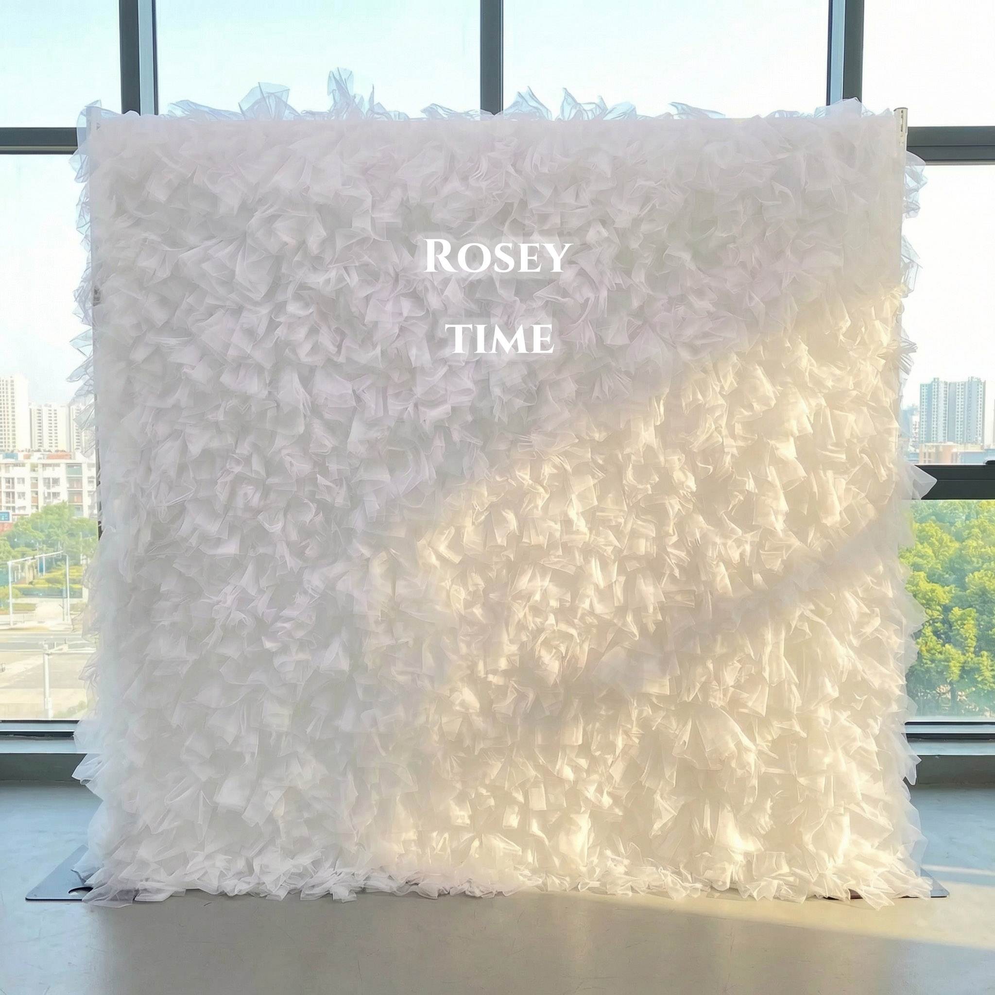 Roseytime White Tulle Wall Roll Up Fabric Back #RTW376