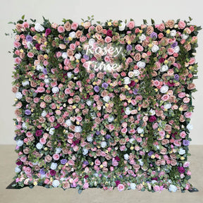 Roseytime 5D Green Colorful Flower Wall Roll Up Fabric Back #RTW201