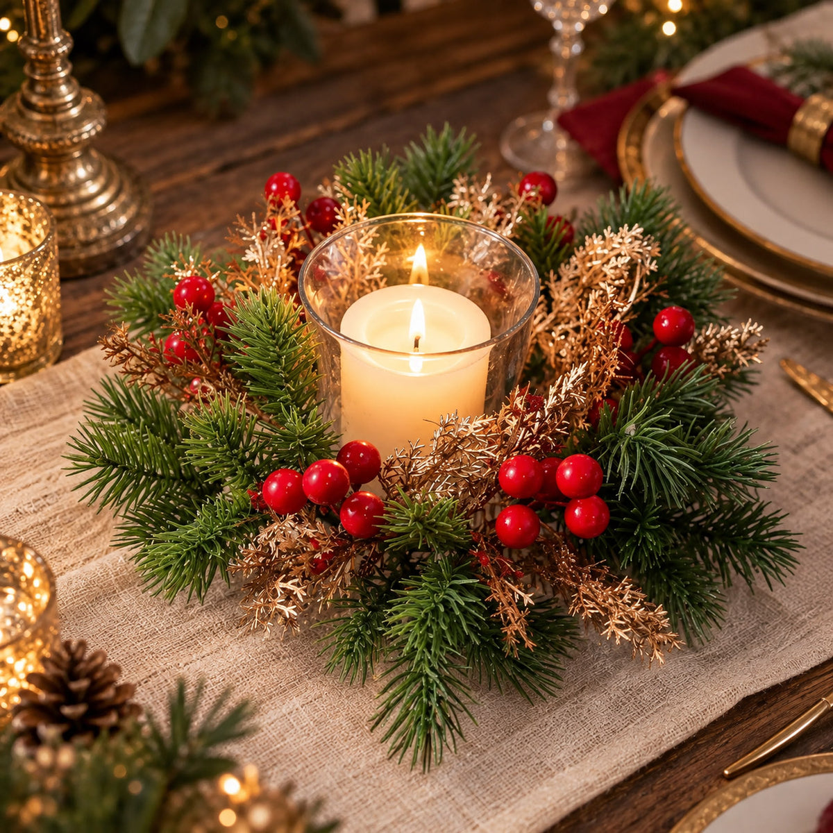 (10pc) Christmas Candle Floral Centerpieces | RoseyTime #RTXC002