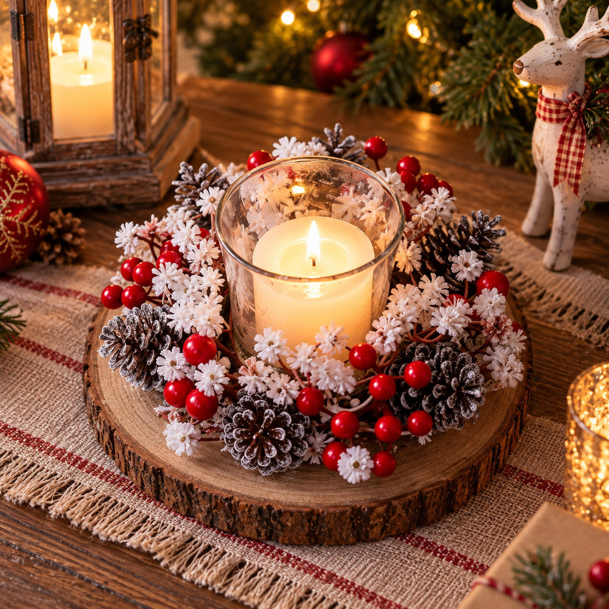(10pc) Christmas Candle Floral Centerpieces | RoseyTime #RTXC004