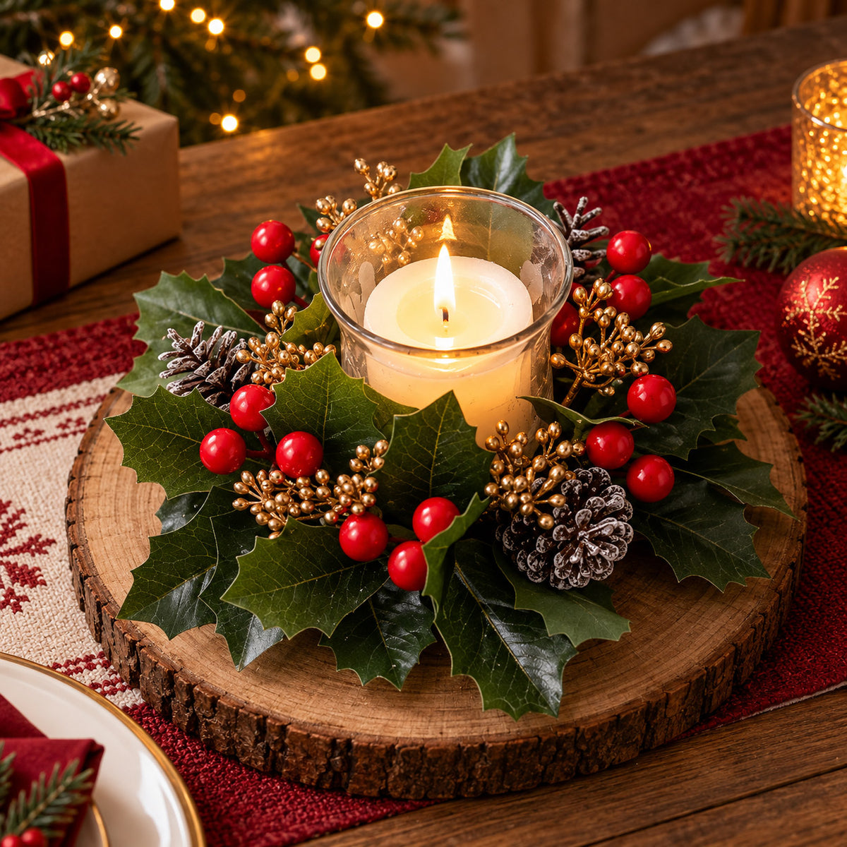 (10pc) Christmas Candle Floral Centerpieces | RoseyTime #RTXC005