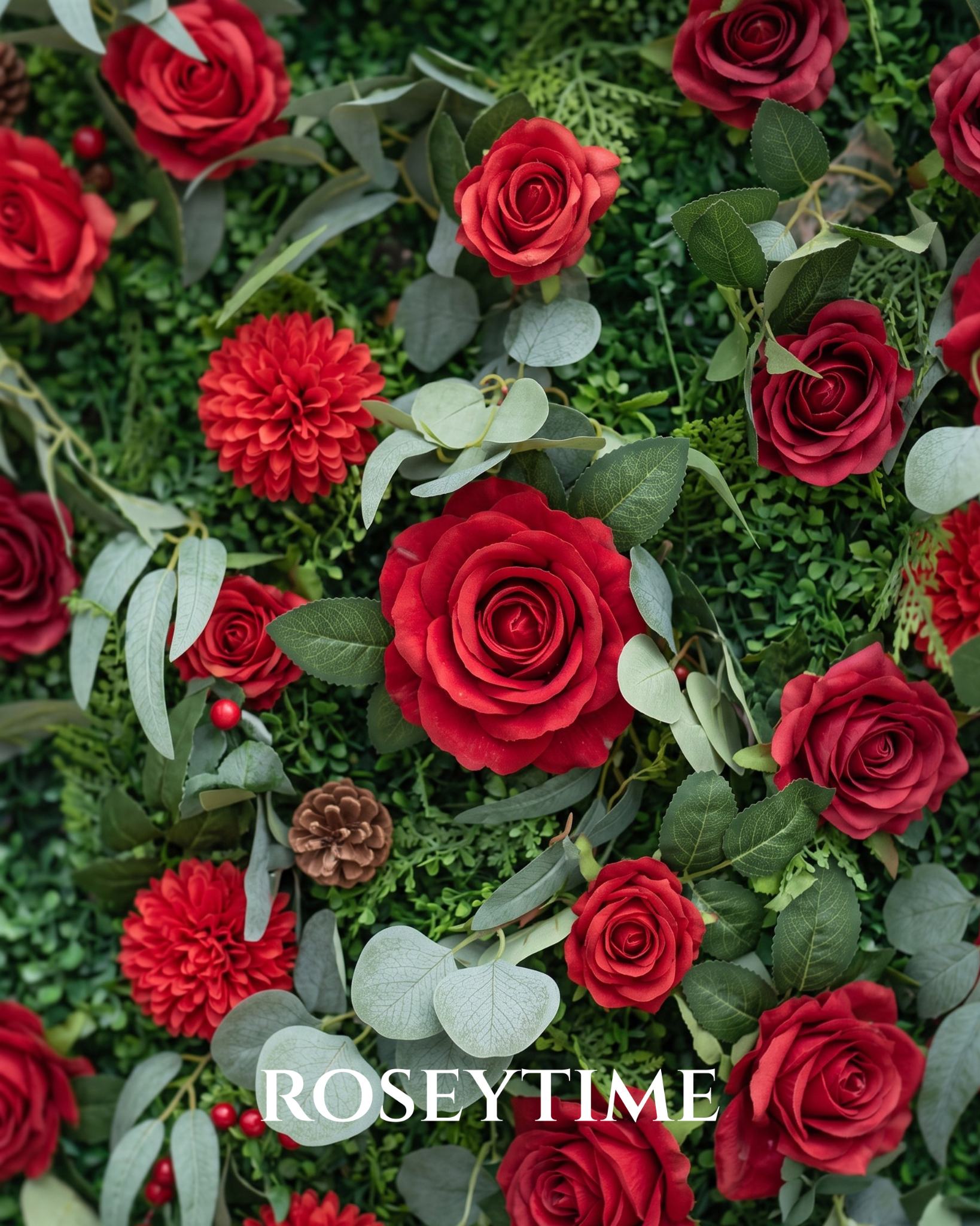 Roseytime 3D Christmas Flower Wall Roll Up Fabric Back #RTW462