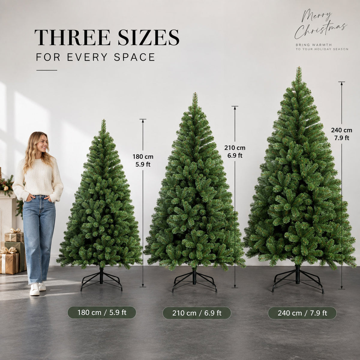 RoseyTime Extra Full & Dense Artificial Christmas Tree Realistic Flame-Retardant Holiday Tree