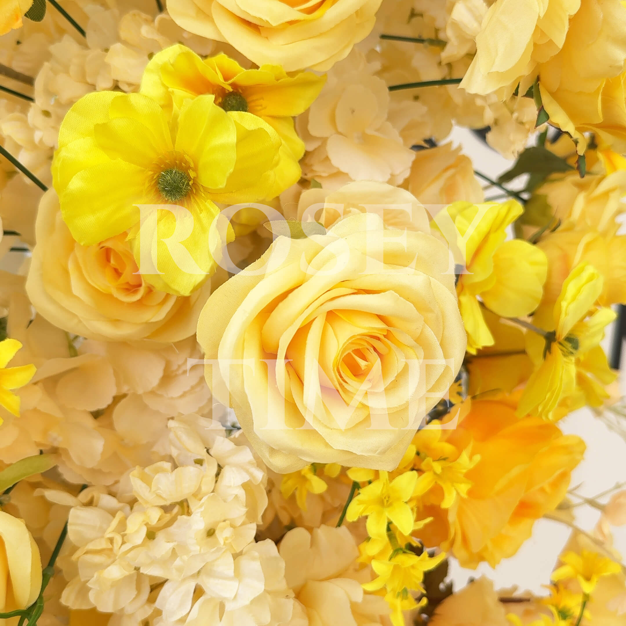 RoseyTime Yellow Flower Round Arch With Frame #RTA092