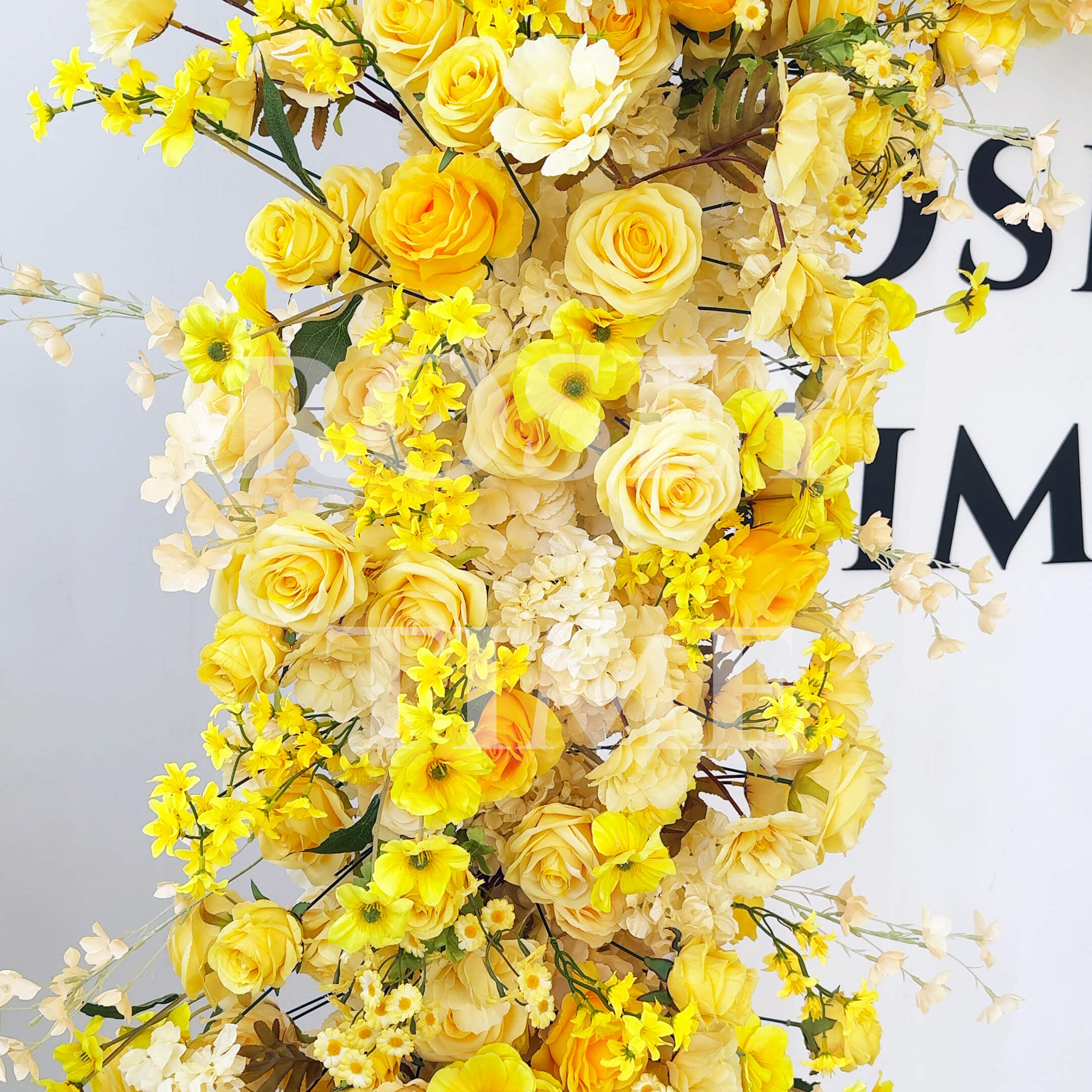 RoseyTime Yellow Flower Round Arch With Frame #RTA092