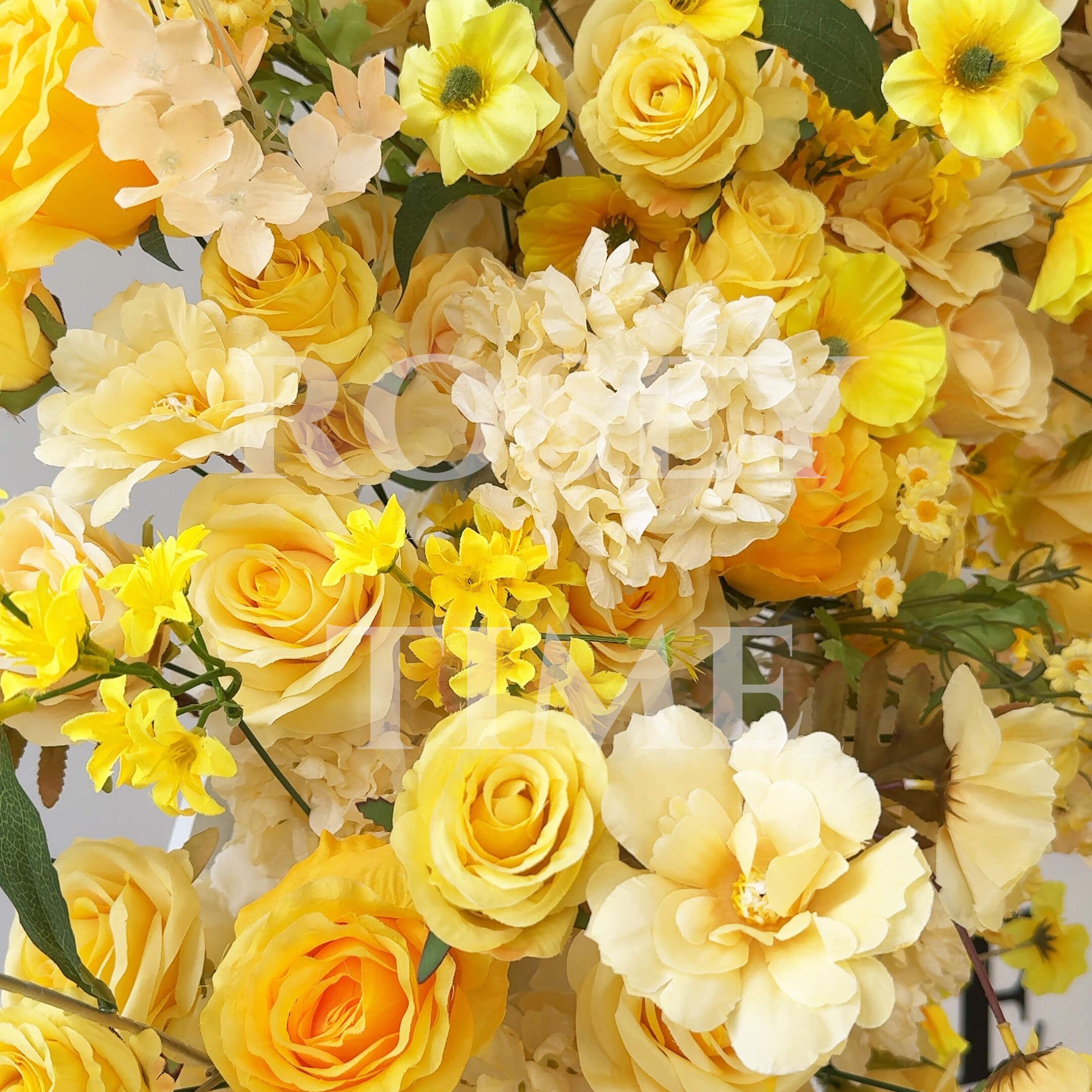 RoseyTime Yellow Flower Round Arch With Frame #RTA092