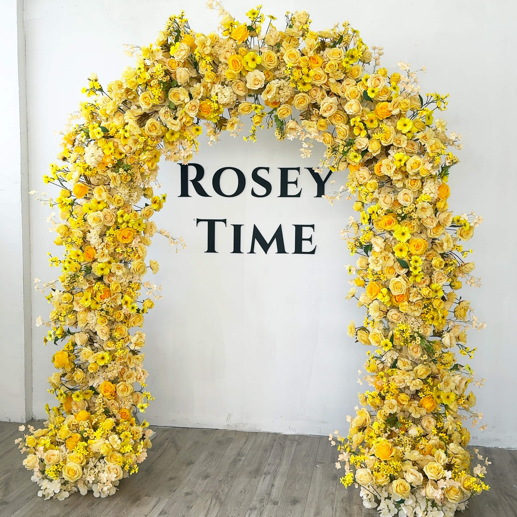RoseyTime Yellow Flower Round Arch With Frame #RTA092